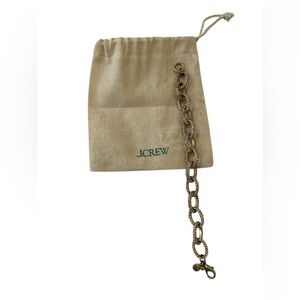 J. Crew Gold tone crystal oval Chain link Bracelet lightweight in bag